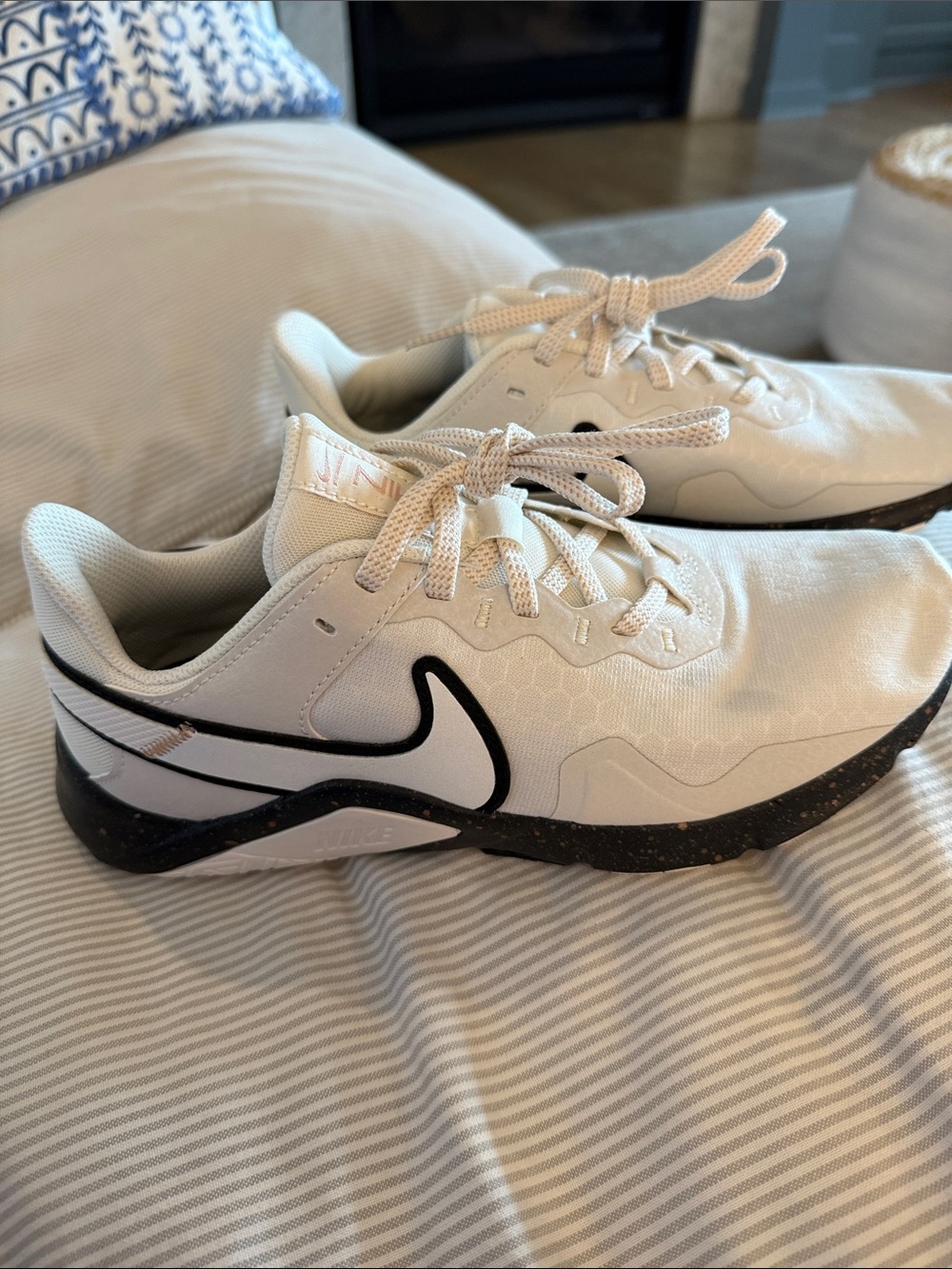 Nike White and Black Speckled Sole Training Shoes